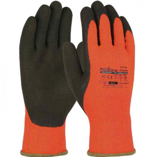 PIP 41-1400-M, PowerGrab™ Thermo, Hi-Vis Seamless Knit Acrylic Terry Glove with Latex MicroFinish 