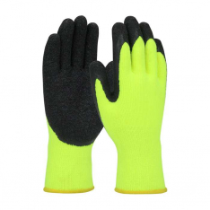 PIP 41-1425-L, PIP®, Economy Hi-Vis Seamless Knit Acrylic Glove with Latex Coated Crinkle Grip on P