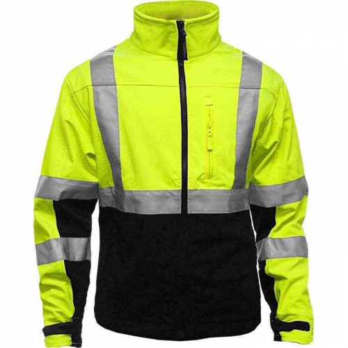 PIP 451ST-LB-LG, Reflective Apparel™, ANSI Type R Class 3 Black Bottom Soft Shell Jacket with Brus