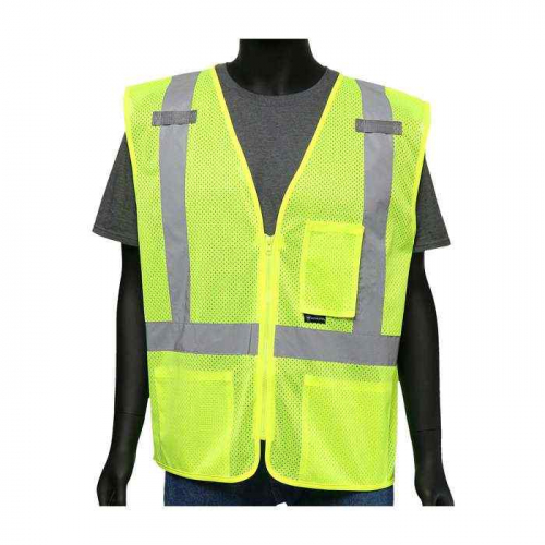 PIP 47209-M, Viz-Up™, ANSI 107 Type R Class 2 Three Pocket Mesh Vest, Hi-Vis Apparel, Hi-Vis Yello