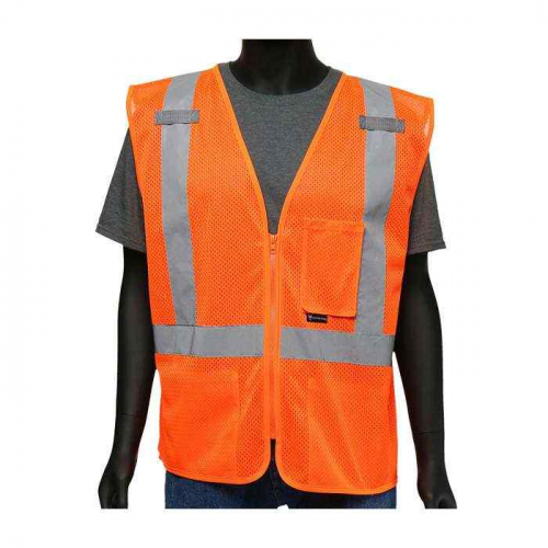 PIP 47210-XL, Viz-Up™, ANSI Type R Class 2 Three Pocket Mesh Vest, Hi-Vis Apparel, Hi-Vis Orange, 