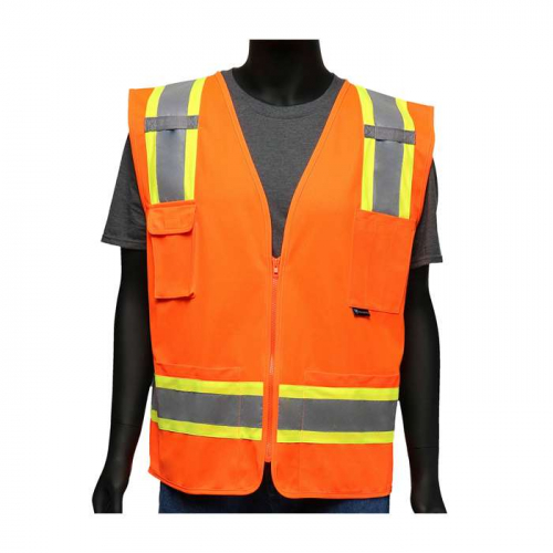 PIP 47216-3XL, Viz-Up™, ANSI Type R Class 2 Two-Tone Mesh Vest with Solid Front, Mesh Back and D R