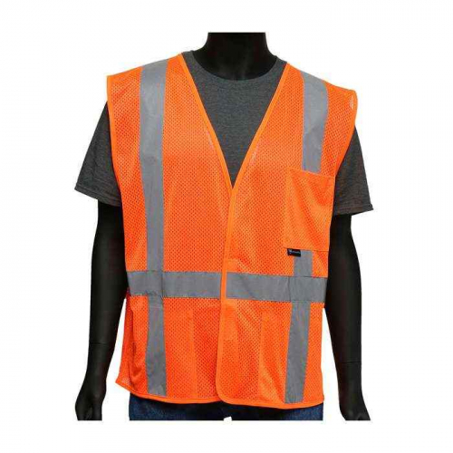 PIP 47218-XL, Viz-Up™, ANSI Type R Class 2 FR Treated Three Pocket Mesh Vest, Hi-Vis Apparel, Hi-V