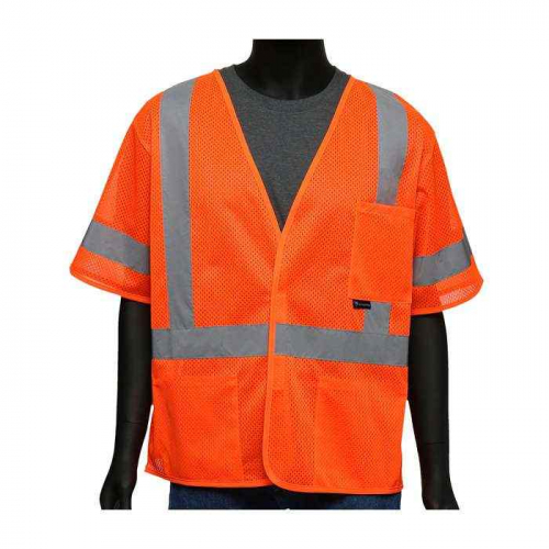 PIP 47301-4XL, Viz-Up™, ANSI Type R Class 3 Value Three Pocket Mesh Vest, Hi-Vis Apparel, Hi-Vis O