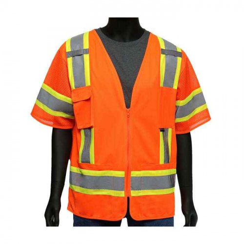 PIP 47307-2XL, Viz-Up™, ANSI Type R Class 3 Two-Tone Surveyor Six Pocket Solid Front/Mesh Back Ves