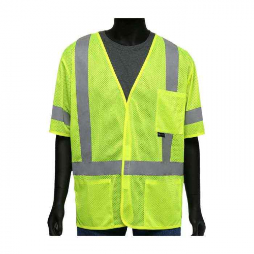 PIP 47308-3XL, Viz-Up™, ANSI Type R Class 3 Three Pocket FR Treated Mesh Vest, Hi-Vis Apparel, Hi-