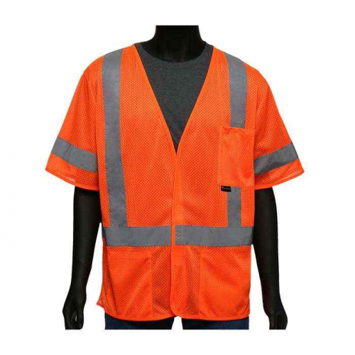 PIP 47309-4XL, Viz-Up™, ANSI Type R Class 3 Three Pocket FR Treated Mesh Vest, Hi-Vis Apparel, Hi-