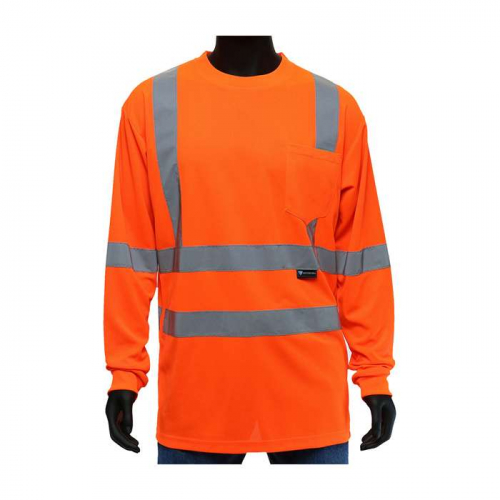 PIP 47409-M, Viz-Up™, ANSI Type R Class 3 Long Sleeve T-Shirt, Hi-Vis Apparel, Hi-Vis Orange, M