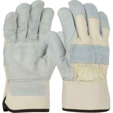 PIP 500DP-AA-L, PIP®, Premium Grade Split Cowhide Leather Double Palm Glove with Canvas Back and Ar