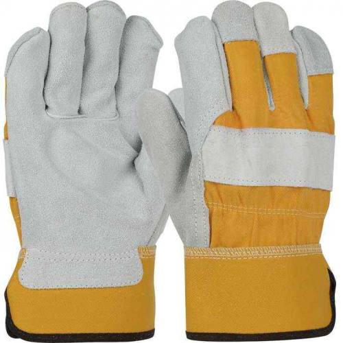 PIP 500Y-XL, PIP®, Superior Grade Split Cowhide Leather Palm Glove with Canvas Back - Rubberized Sa