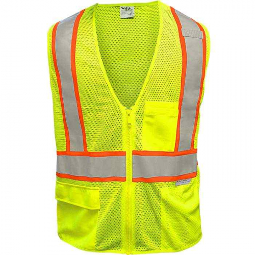 PIP 505SX-LM-MD, Reflective Apparel™, ANSI Type R Class 2 Two-Tone Seven Pocket Mesh Breakaway Ves
