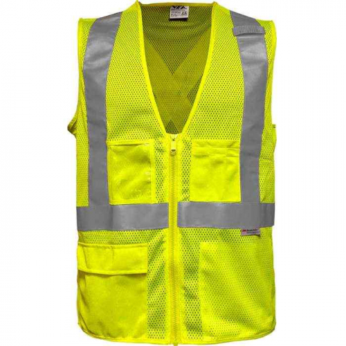 PIP 508SX-LM-LG, Reflective Apparel™, ANSI Type R Class 2 Seven Pocket Mesh Breakaway Vest with X-