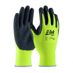 PIP 55-AG317-L, G-Tek®, Hi-Vis Seamless Knit Polyester Glove with Latex Coated MicroSurface Grip on