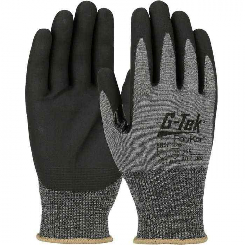 PIP 555-L, G-Tek® PolyKor®, Seamless Knit PolyKor® Blended Glove with Nitrile Coated Foam Grip on