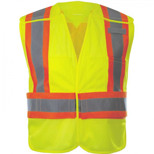 PIP 566GX-LM-2X-5X, Reflective Apparel™, ANSI Type R Class 2 Two-Tone Breakaway Mesh Vest with Adj