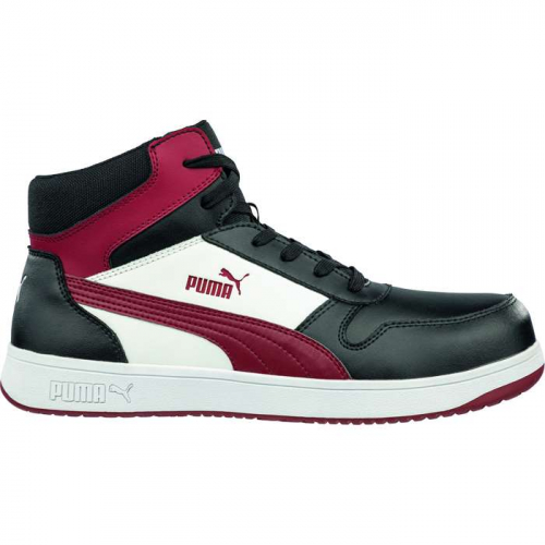 PIP 630055-13-201, PUMA® Safety, Frontcourt Blk/Wht/Red MID Composite Toe Impact Resistant Toe Cap,