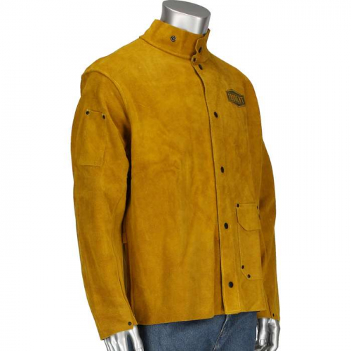 PIP 7005-2XL, Ironcat®, Ironcat® Split Leather Welding Jacket, FR Clothing-Welding, Gold, 2XL