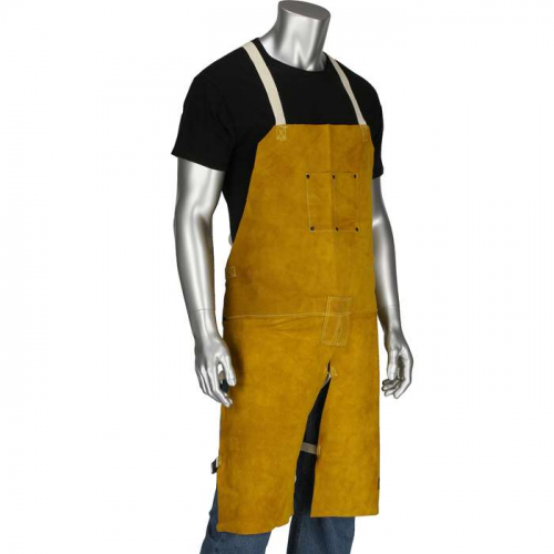 PIP 7011-36, Ironcat®, Ironcat® Leather Split Leg Welding Apron, FR Clothing-Welding, Gold, 36