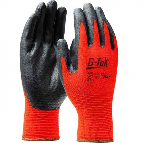 PIP 701CRNF-L, G-Tek®, Economy Seamless Knit Nylon Glove with Nitrile Coated Foam Grip on Palm & Fi