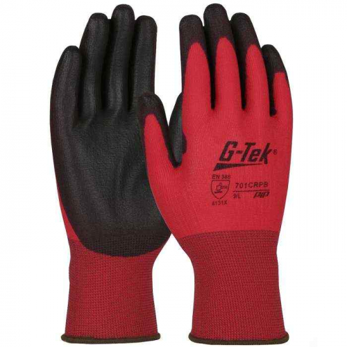 PIP 701CRPB-L, G-Tek®, Seamless Knit Nylon Glove with Polyurethane Coated Smooth Grip on Palm & Fin