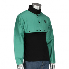 PIP 7051-2XL, Ironcat®, FR Treated 100% Cotton Sateen Cape Sleeve, FR Clothing-Welding, Green, 2XL