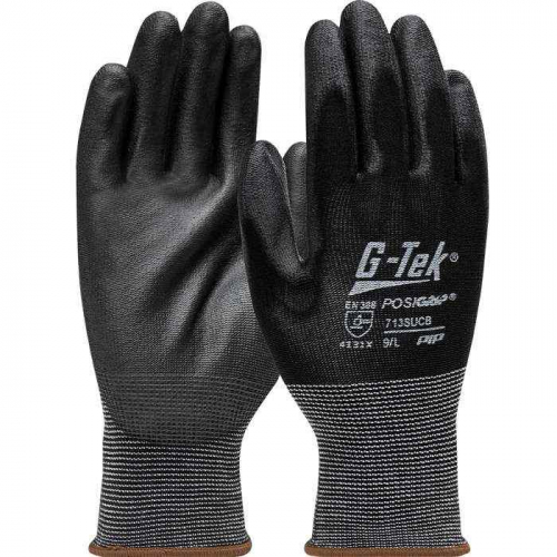PIP 713SUCB-S, G-Tek® PosiGrip®, Seamless Knit Nylon Glove with Polyurethane Coated Flat Grip on P