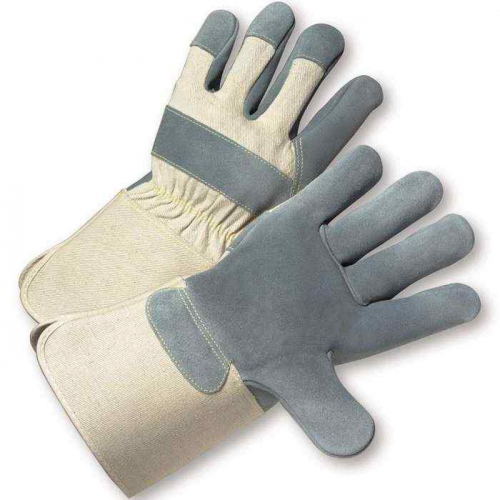 PIP 800-AAA-M, PIP®, Premium Grade Split Cowhide Leather Palm Glove with Canvas Back - Rubberized G