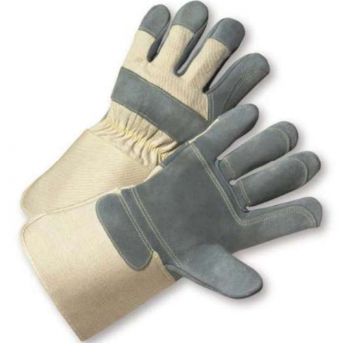 PIP 800DP-AA-L, PIP®, Superior Grade Split Cowhide Leather Double Palm Glove with Canvas Back and A