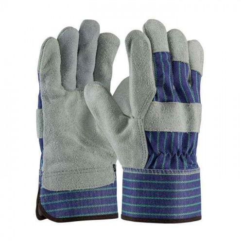 PIP 82-7563-L, PIP®, Superior Grade Split Cowhide Leather Palm Glove with Fabric Back - Rubberized 