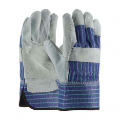 PIP 82-7763-L, PIP®, Superior Grade Split Cowhide Leather Double Palm Glove with Fabric Back - Rubb