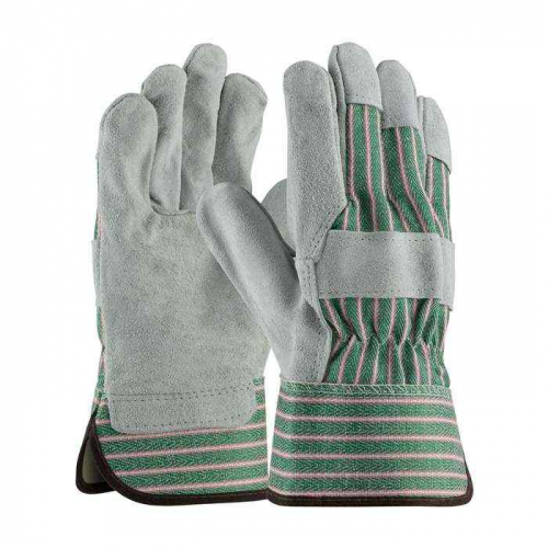 PIP 84-6532-S, PIP®, Economy Grade Split Cowhide Leather Palm Glove with Fabric Back - Rubberized S