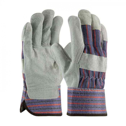 PIP 85-7500-S, PIP®, Industry Grade Split Cowhide Leather Palm Glove with Fabric Back - Rubberized 