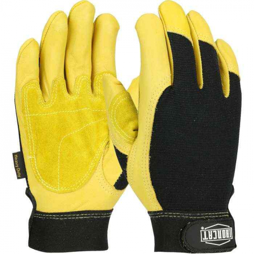 PIP 86350-L, Ironcat®, Heavy Duty Top Grain Cowhide Leather Glove with Spandex Back and Reinforced 