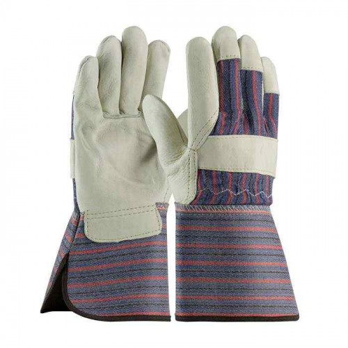 PIP 87-1663-L, PIP®, Regular Grade Top Grain Cowhide Leather Palm Glove with Fabric Back - Rubberiz