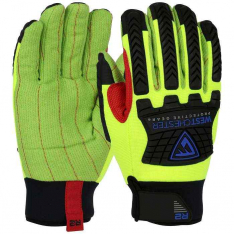PIP 87812-2XL, R2™, R2 Safety Rigger Green Corded Palm with Fabric Back and TPR Impact Protection 