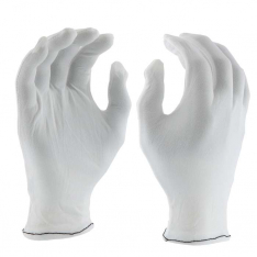 PIP 906-M, PIP®, 70 Denier Tricot Inspection Glove with Rolled Hem Cuff, CE Gloves, White, M