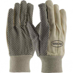 PIP 91-910PD, Boss®, Premium Grade 100% Cotton Canvas Glove with PVC Dotted Grip on Palm, Thumb and