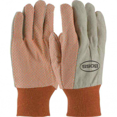 PIP 91-910PDO, Boss®, Premium Grade Cotton/Poly Canvas Glove with PVC Dotted Grip on Palm, Thumb an