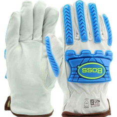 PIP 9120-2XL, Boss®, Top Grain Sheepskin Leather Drivers Glove with Para-Aramid Blend Lining and Im