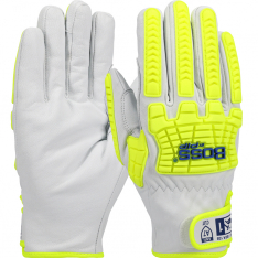 PIP 9916-2XL, Boss, Top Grain Goatskin Leather Drivers Glove with Kevlar Blend Lining and Hi-Vis