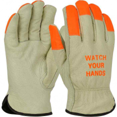 PIP 994KOTP-2XL, PIP®, Top Grain Pigskin Leather Drivers Glove with Black Thermal Lining and Hi-Vis