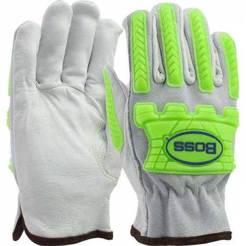 PIP 997KBC-L, Boss®, Top Grain Leather Drivers Glove with Split Cowhide Back, Kevlar® Stitching an