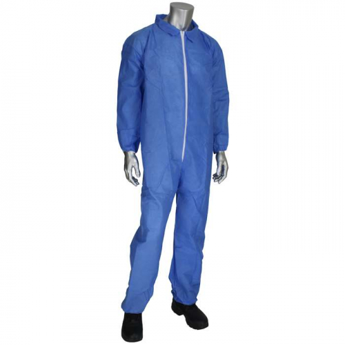 PIP BC3852-XL, PIP®, SMS - Coverall with Elastic Wrist & Ankle 42 gsm, Disposable Clothing, Blue, X