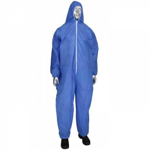 PIP BC3856-2XL, PIP®, SMS Coverall with Hood Elastic Wrist & Ankle 42 gsm, Disposable Clothing, Blu