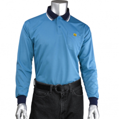 PIP BP801LC-RB-2XL, LONG SLEEVE ESD POLO SHIRT ROYAL BLUE, 2XL