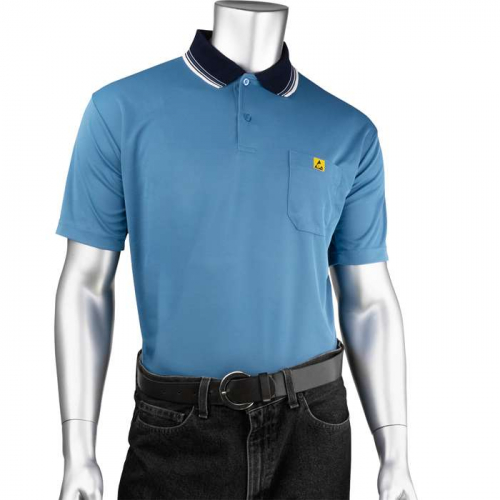 PIP BP801SC-RB-S, Uniform Technology™, Short Sleeve ESD Polo Shirt, Reusable Clothing, Royal, S