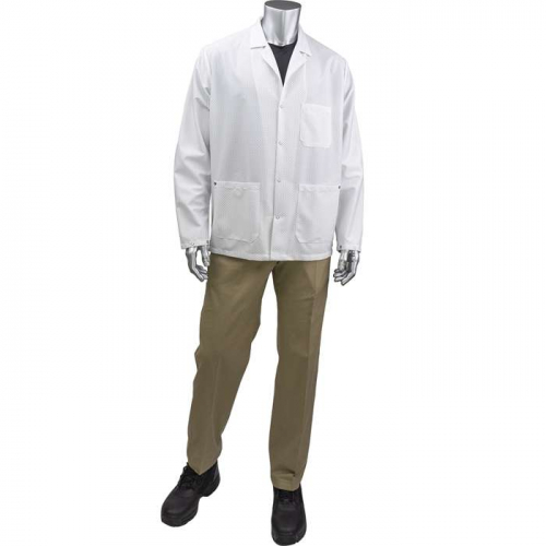 PIP BR16-45WH-3XL, Uniform Technology™, Staticon Short ESD Labcoat, Reusable Clothing, White, 3XL