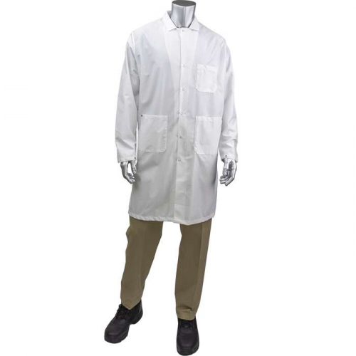 PIP BR18-45WH-XS, Uniform Technology™, Staticon Long ESD Labcoat, Reusable Clothing, White, XS