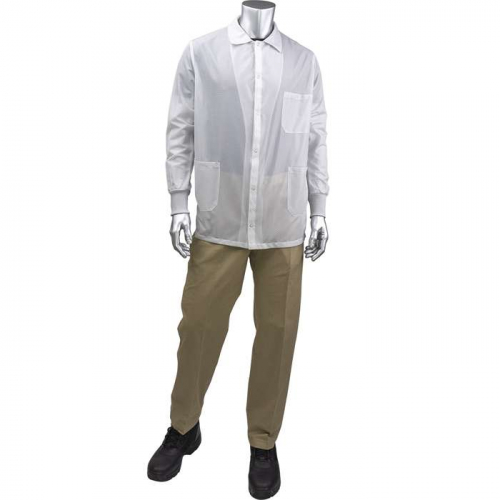 PIP BR49AC-44WH-XS, Uniform Technology™, StatStar Short ESD Labcoat - ESD Knit Cuff, Reusable Clot