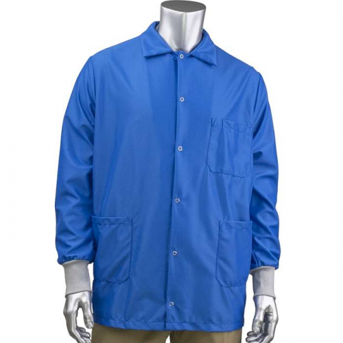 PIP BR49AC-47RB-S, Uniform Technology™, StatMaster Short ESD Labcoat - ESD Knit Cuff, Reusable Clo